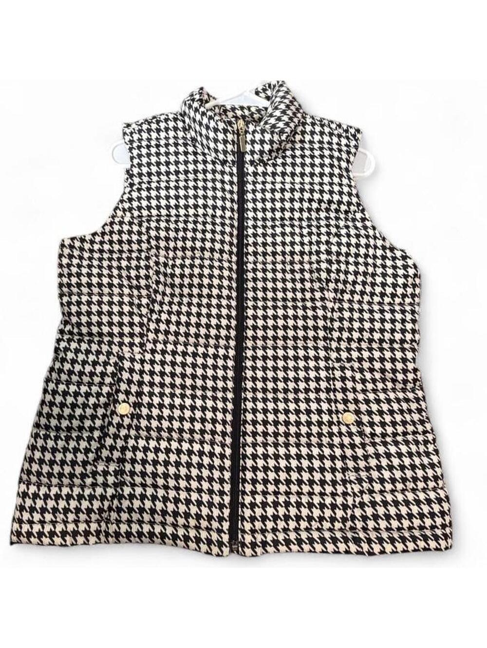 Charter Club quilted puffer vest houndstooth print, size Medium